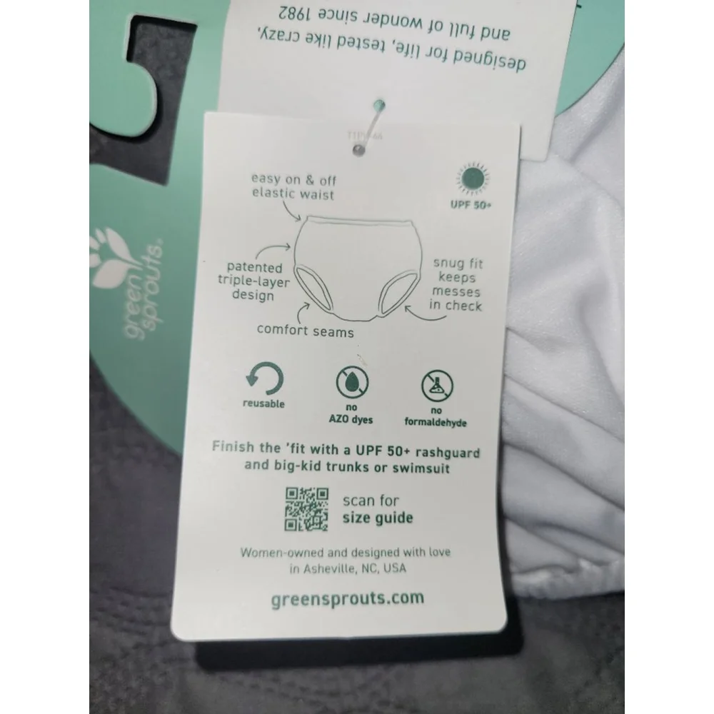 Baby Green Sprouts White Eco Pull-Up Swim Diaper One Size